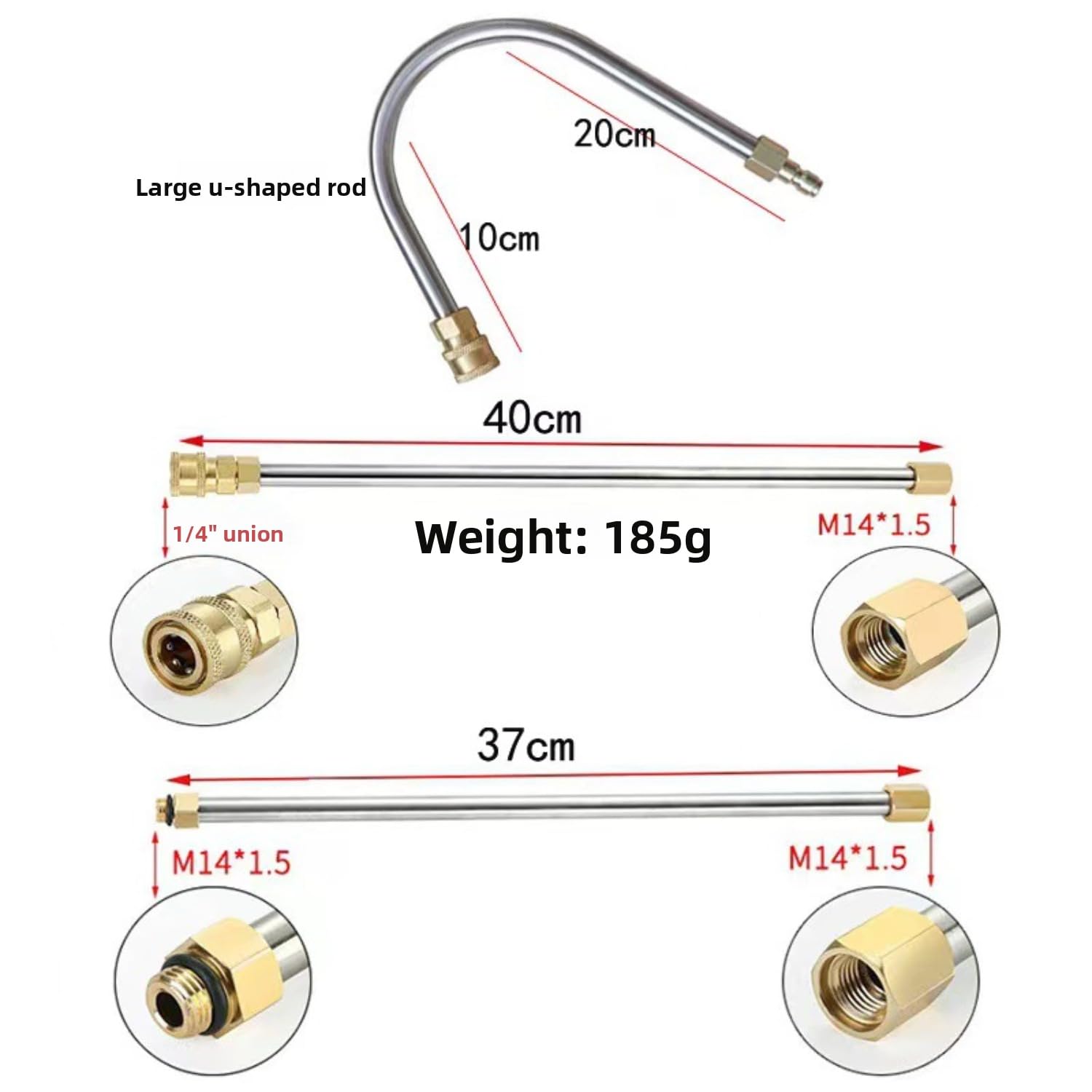 ressure - Set di bacchetta di estensione per rondella 10 in 1, lancia telescopica con attacco rapido da 0,6 cm, compatibile con 4000 psi, include bacchetta curva per lavaggio auto, condizionatore
