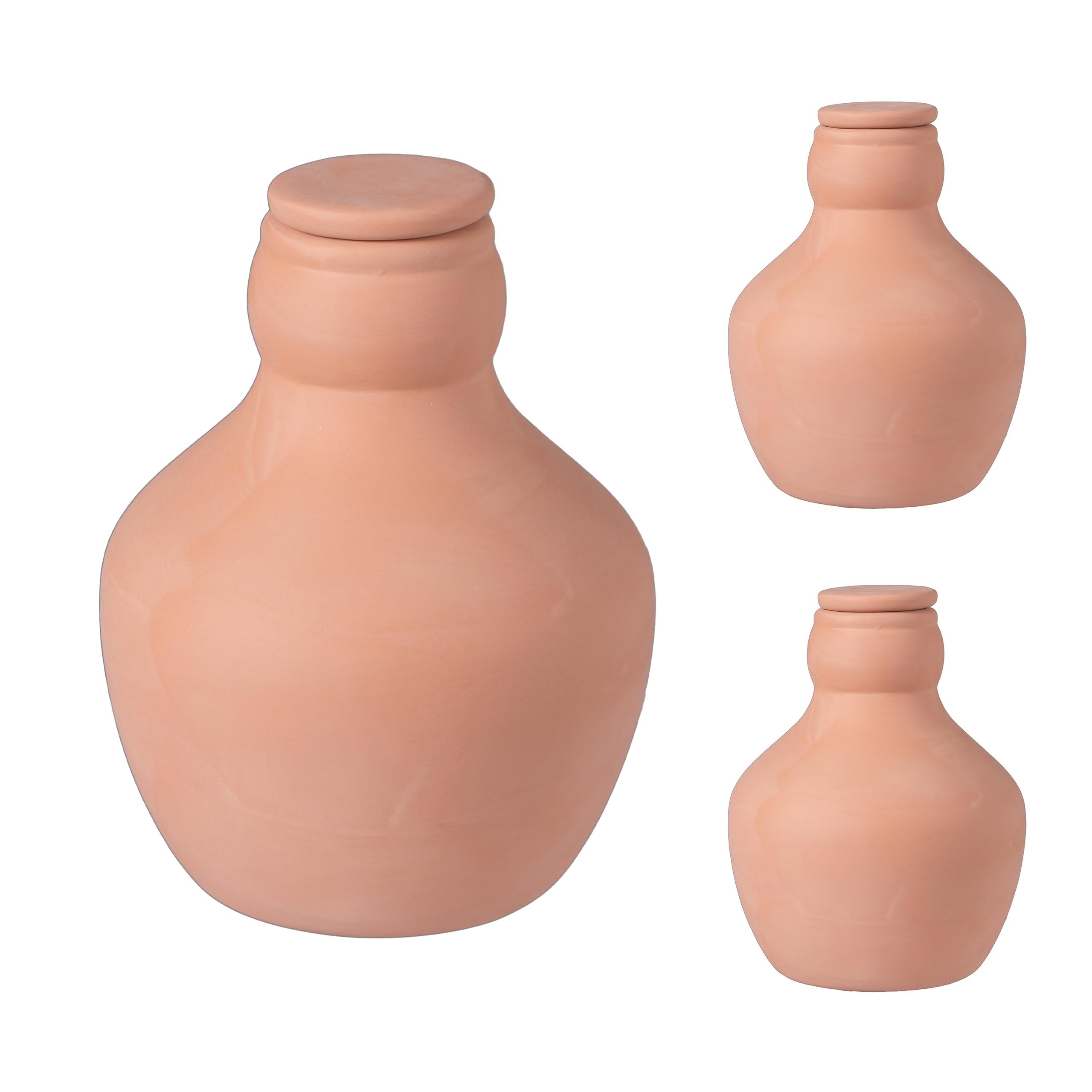 Relaxdays Set of 3 Clay Ollas for Root-Zone Watering, Raised Beds & Greenhouses, Less Water Loss, 14x11x11 cm Terracotta