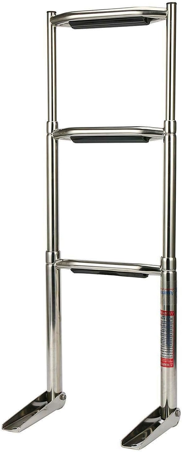Amarine Made Boat Ladder, 3 Step Wide Steps Stainless Steel Telescoping Boat Ladder Swim Step More Durable Pedal (3 Step)