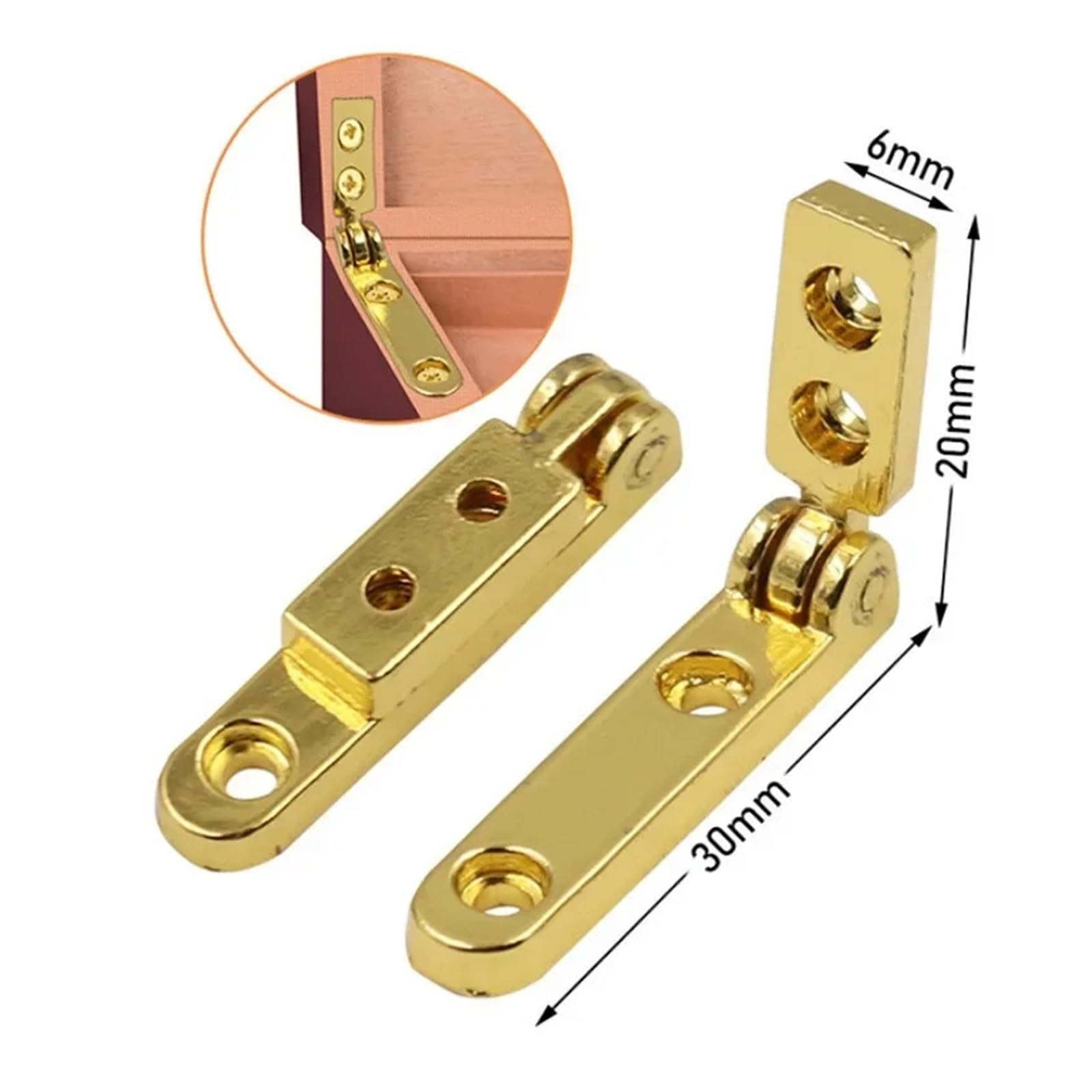 Bisagras de puerta resistentes con rodamiento de bolas, bisagra de resorte de soporte de aleación de zinc, 2 soportes de 30 x 20 x 6 mm para accesorios de muebles