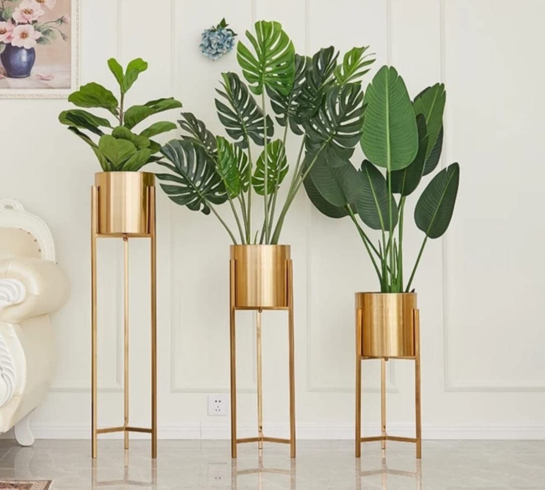 Decent Home Decor Iron Metal Planter for Home Office Living Room Bedroom Display Plant Stand Tall Indoor Plant Stand with Planter Pot -Set of 3 Gold (B0CF732KL7) Amazon Price History, Amazon Price Tracker