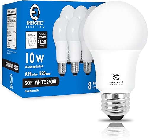 Miniatura 1 de E ENERGETIC LIGHTING Bombillas LED de 75 W, color blanco suave, 2700K 1200LM súper brillante, bombilla LED A19 no regulable, base estándar E26,