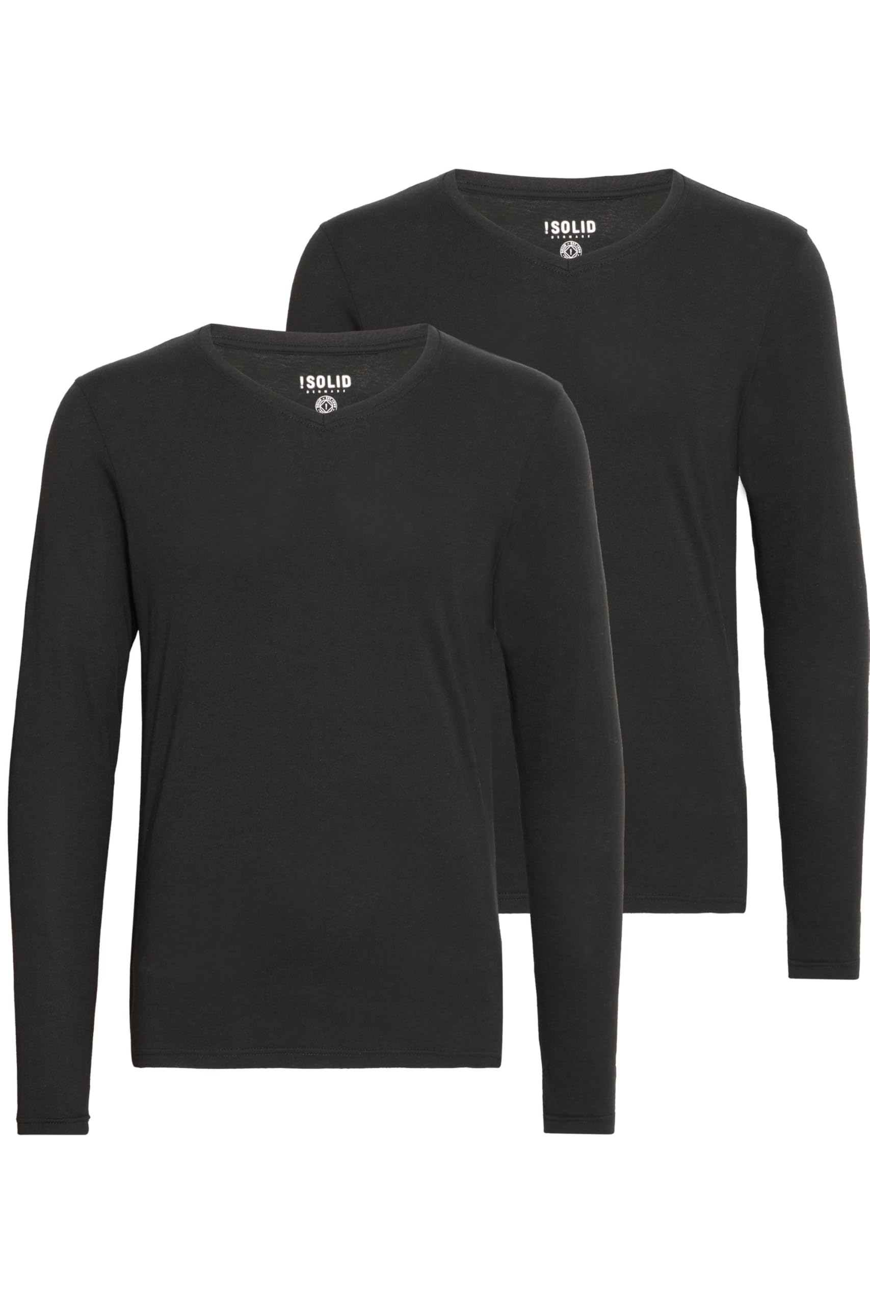 !Solid SDBasil Herren Longsleeve Langarmshirt Basic Shirt im 2er Pack oder 3 er Pack mit V- Ausschnitt 3er Pack Baumwollmischung Slim fit