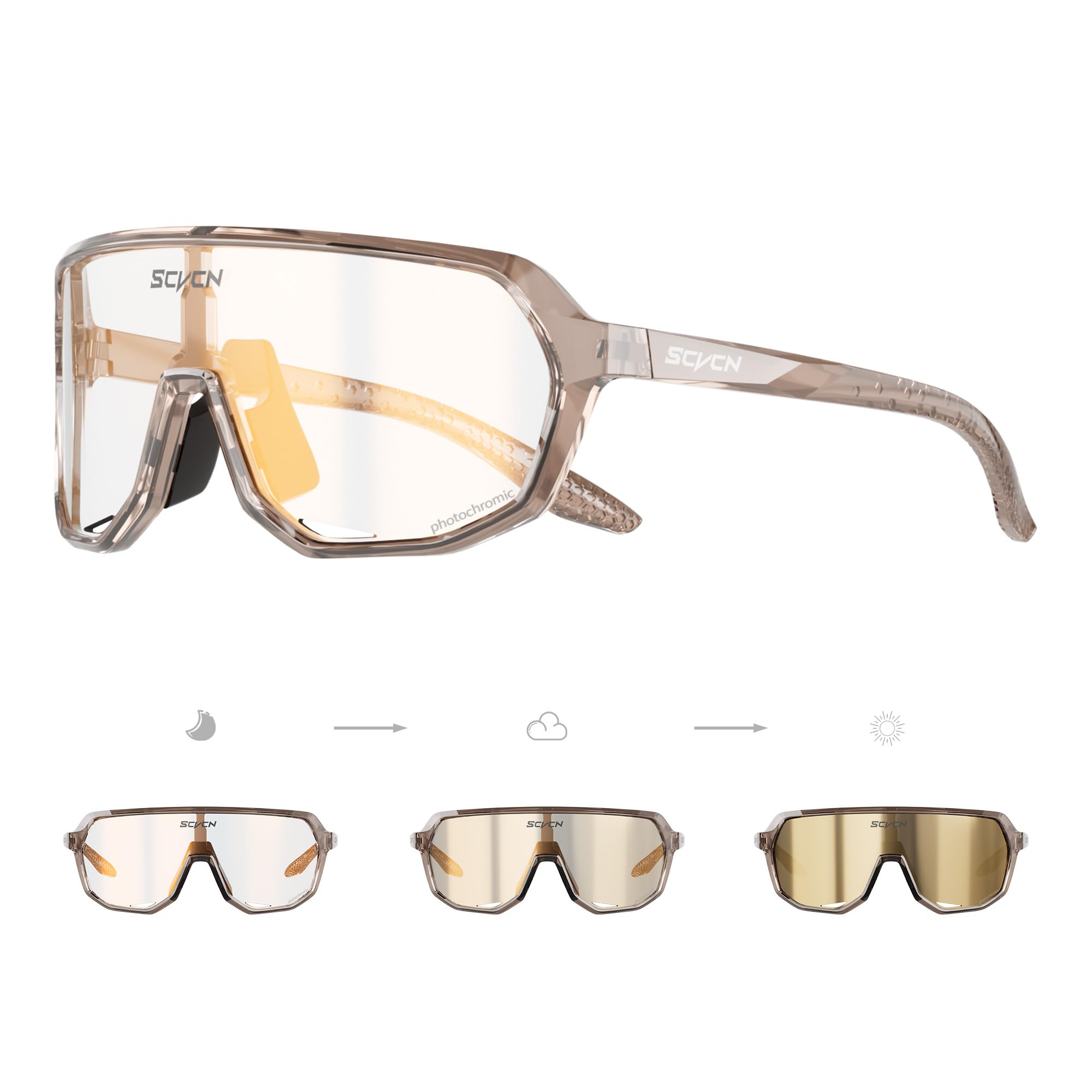 SCVCN Photochromic Cycling Glasses Men Women Clear Sports Sunglasses UV400 Protection for Cycling mtb mountain bike S63