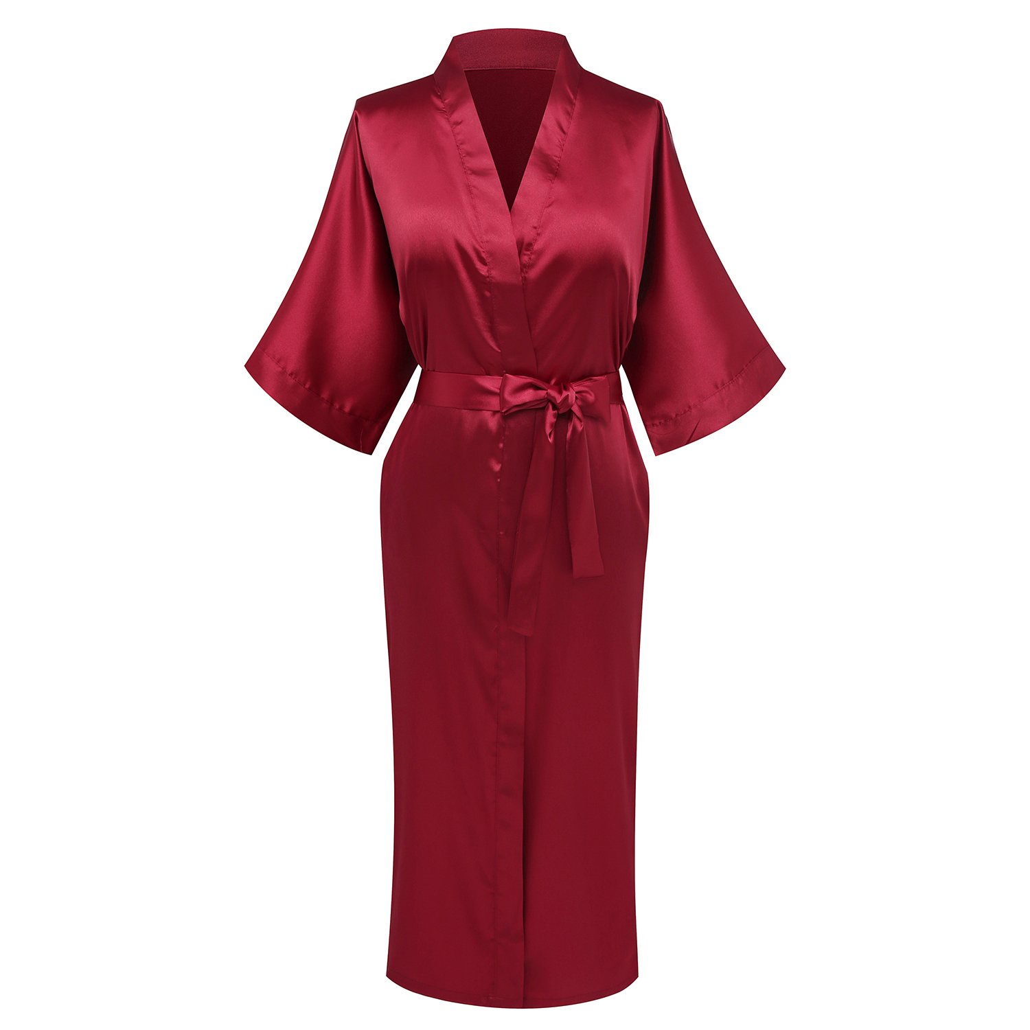 Women's Satin Kimono Robes Long Silky Bathrobe Bridesmaid Sleepwear for Wedding Party Getting Ready