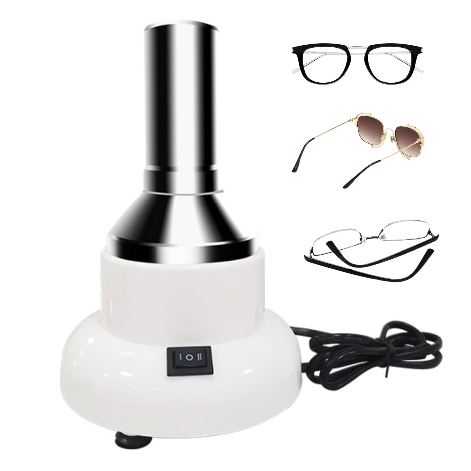 Qylttdm Spectacles Frame Heat Adjuster, Round Optical Eyeglass Lens Frame Heater, 80-110° Mirror Frame Baking Lamp, 2 Gear Temperature Adjustment, For Optical Shop, Non-Metal Spectacle Frames/Resin