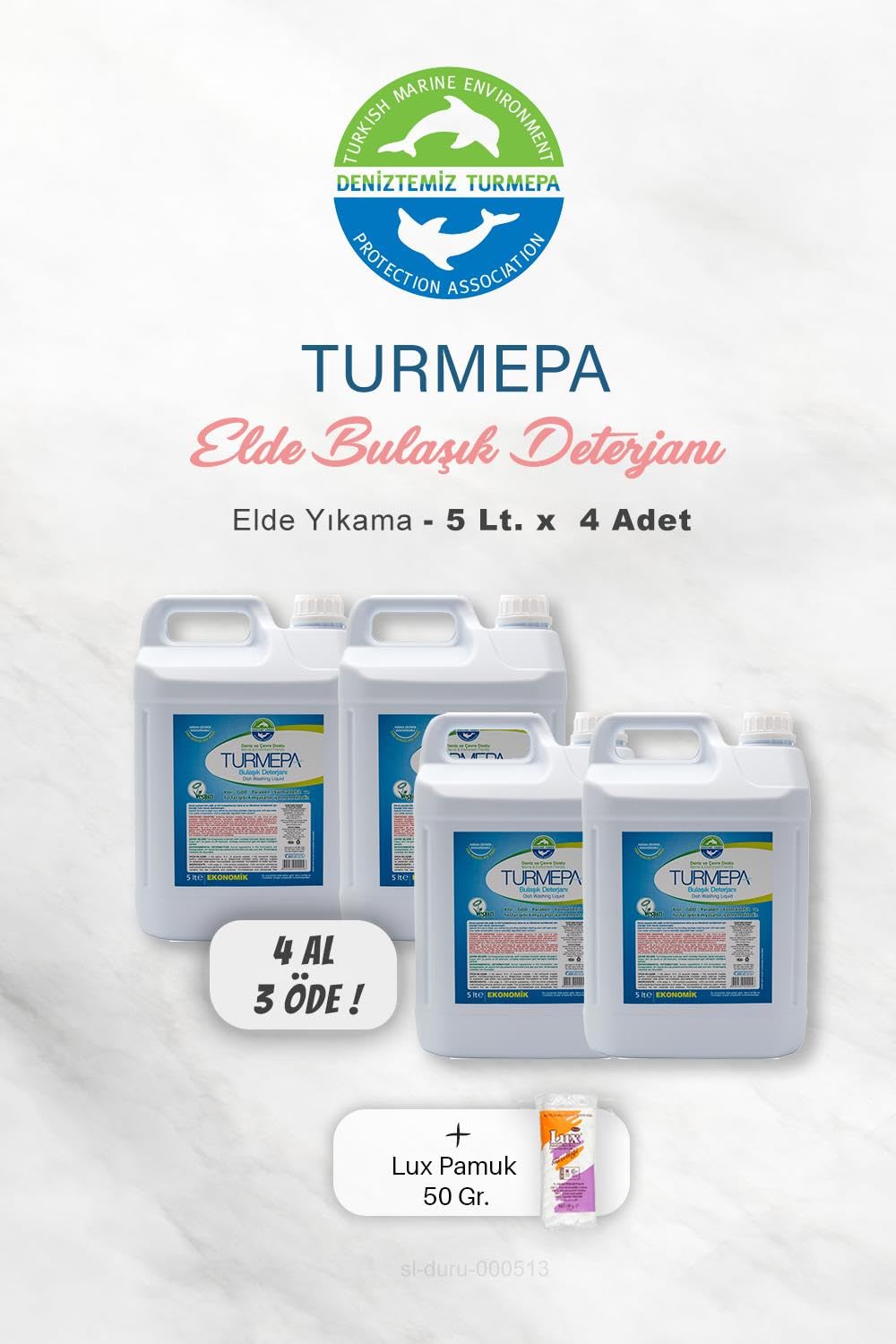 Turmepa 4 AL 3 ÖDE Elde Yıkama Bulaşık Deterjanı 5 Litre, Pamuk