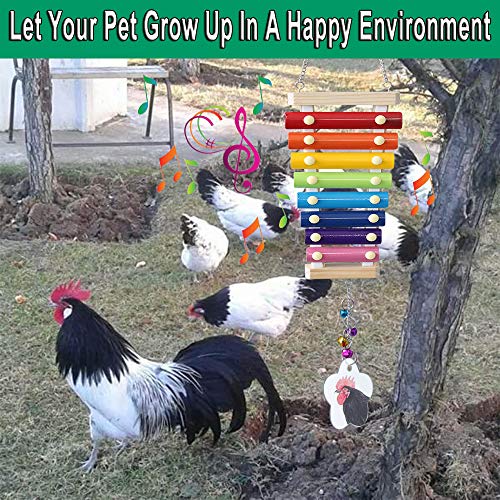 Huhn-Xylophon-Spielzeug, Hühner-Spielzeug mit 8 Metallschlüsseln, Gemüse-Futterstation für Hühner, Hühnerstall, Pecking… – Bild 6