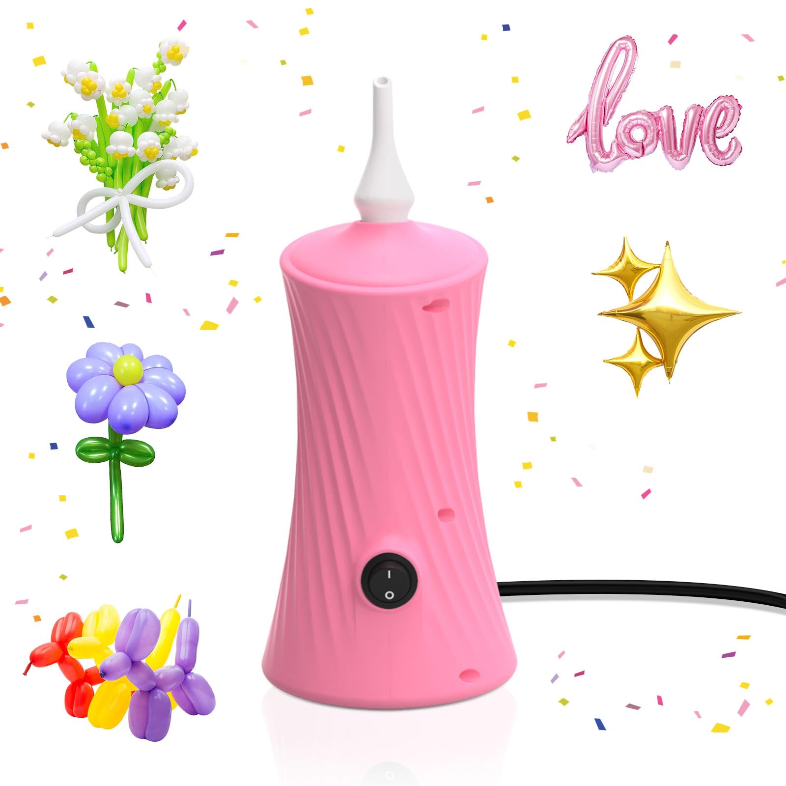 HeyMate 206 Balloon Pump Electric Air Pump for Long Balloon Inflator Blower for Foil Twisty Animal Balloons for Birthday Party Celebration Balloons