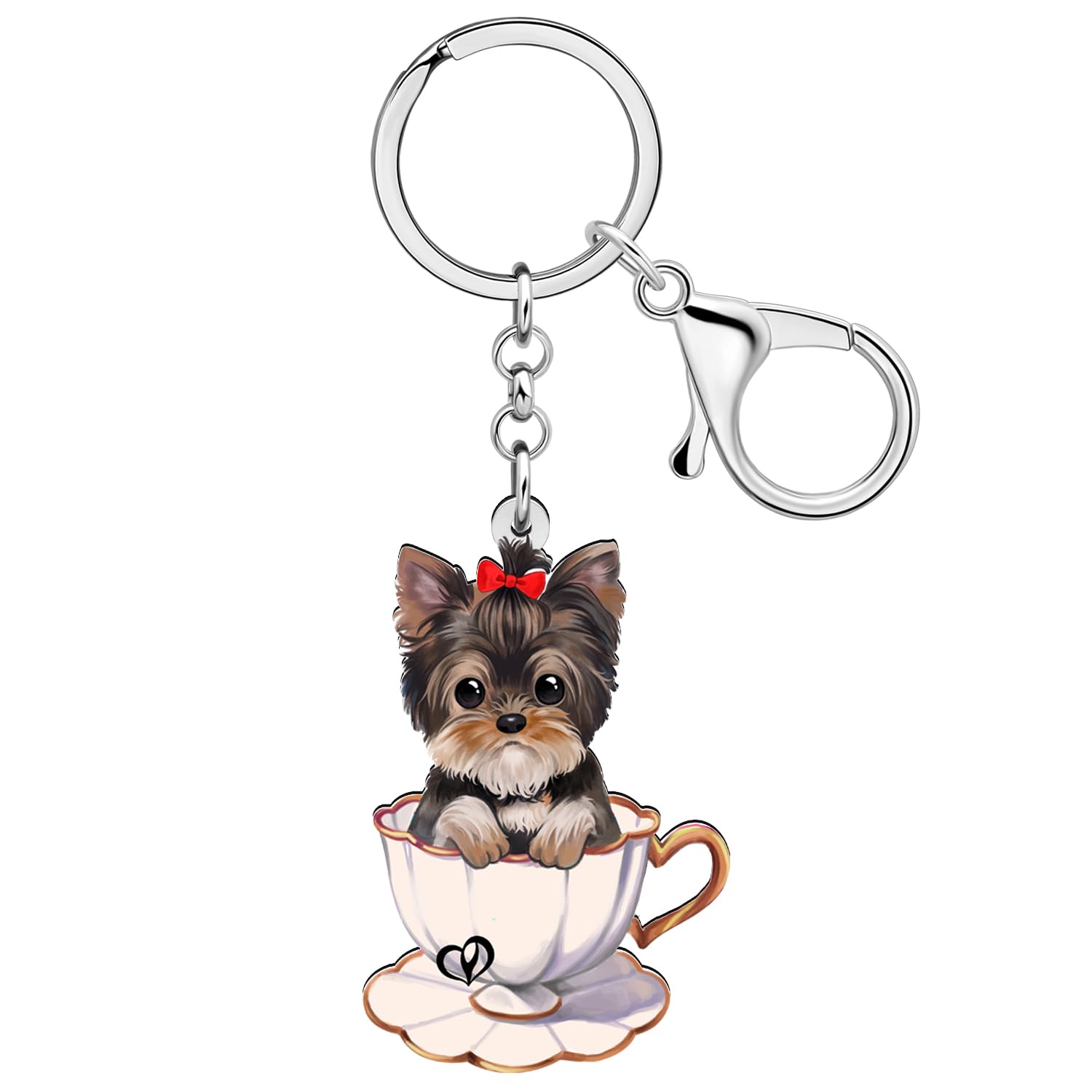 DALANEAcrylic Cute Yorkshire Terrier Dog Keychain Puppy Pets Jewelry Gifts for Women Girls Kids Dog Lovers Car Keys Ring