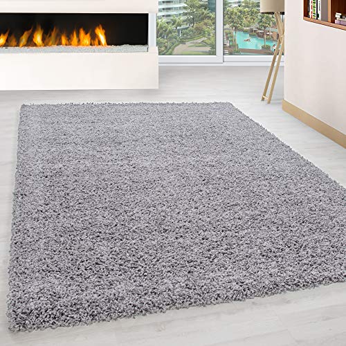HomebyHome Alfombra Salon Peludo de Pelo Largo Gris Claro 60x110 cm - Alfombras de Habitacion Sala de Estar Modernas Suave y...