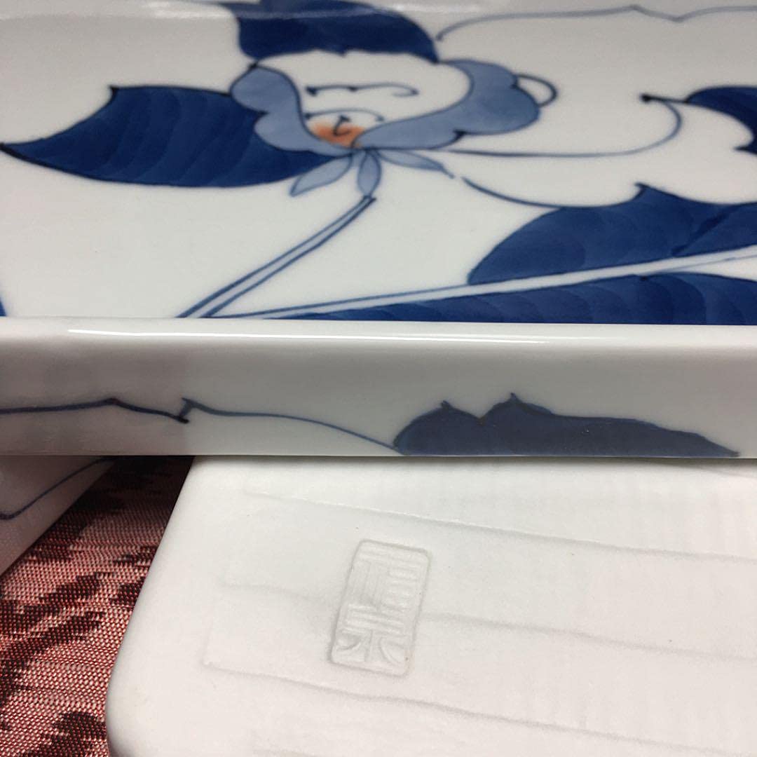 Amazon | 超 ?? 福泉窯 藍華紋 長角皿 セット 手描き 染付 | ノー 
