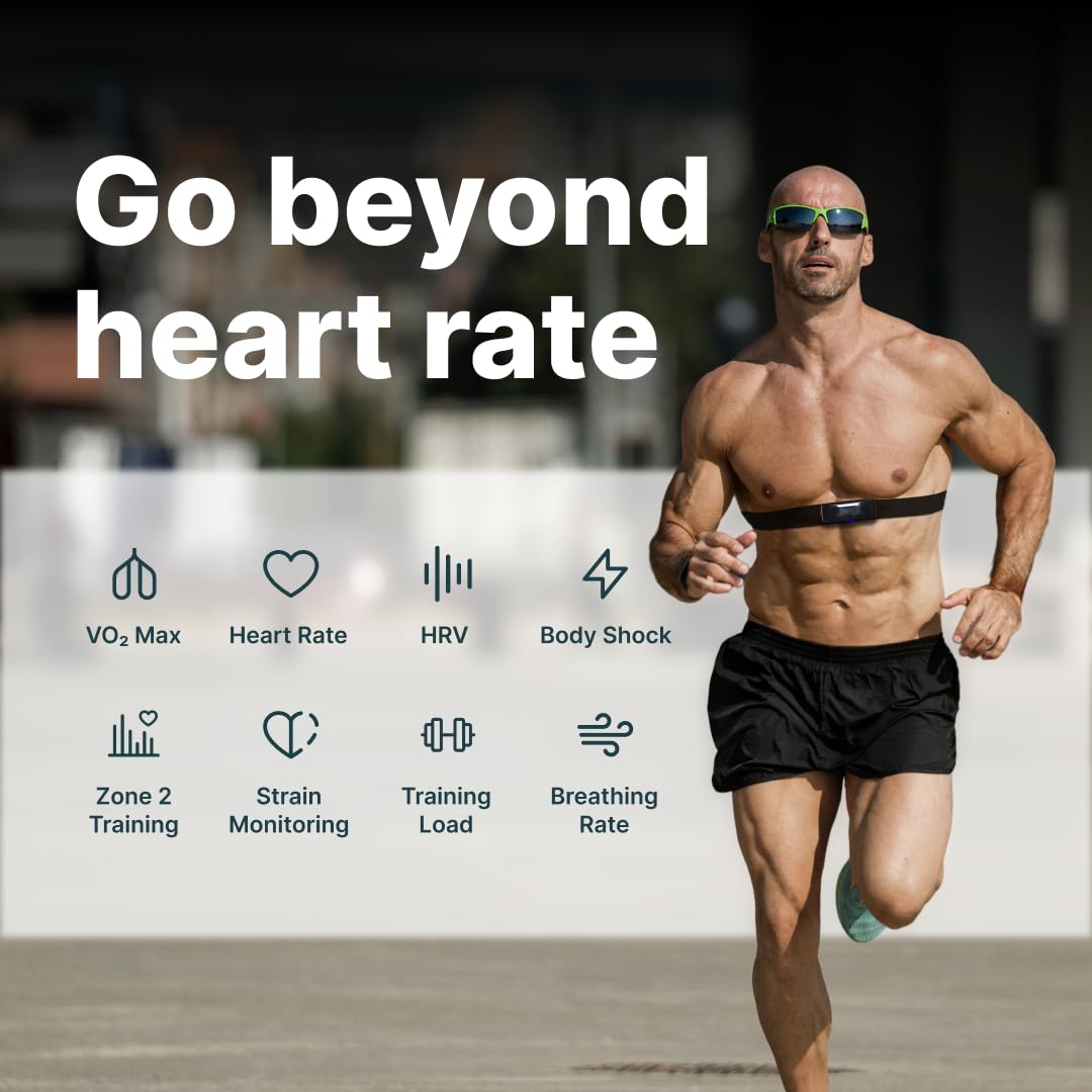 Frontier Zone - Fascia toracica con cardiofrequenzimetro, monitoraggio accurato delle risorse umane con allenamento ZONE2, informazioni sulla tensione e sulla respirazione, avvisi in tempo reale
