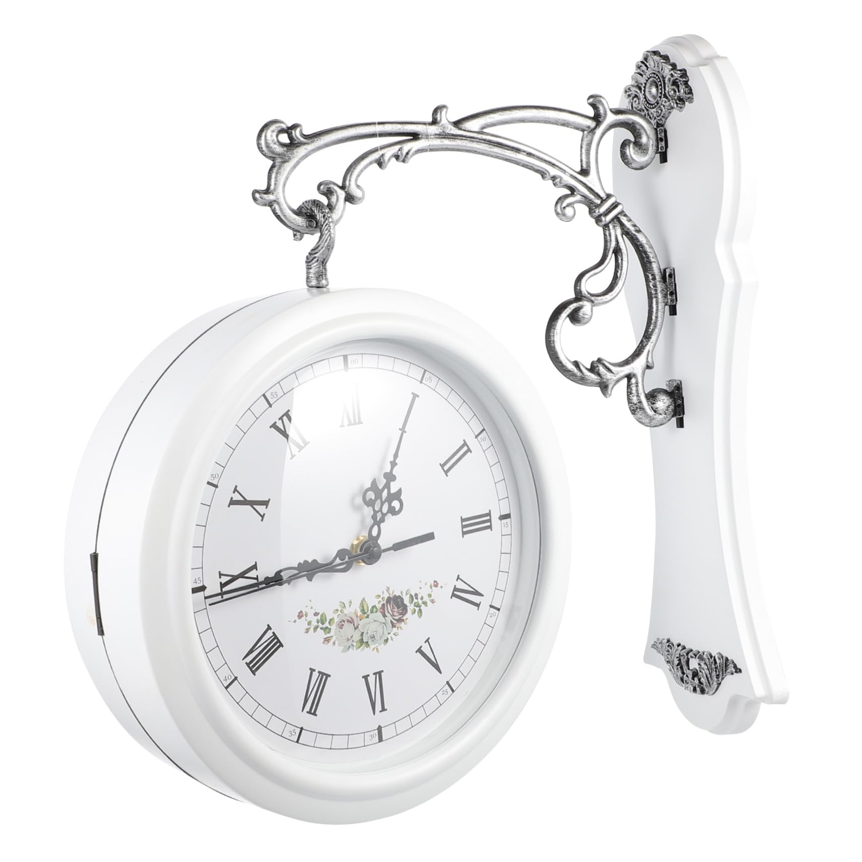 Orologio da Parete e Vetro Trasparente Stile Retrò Bianco Bifacciale Numeri Grandi Orologio Creativo per Ufficio e Sala Riunioni