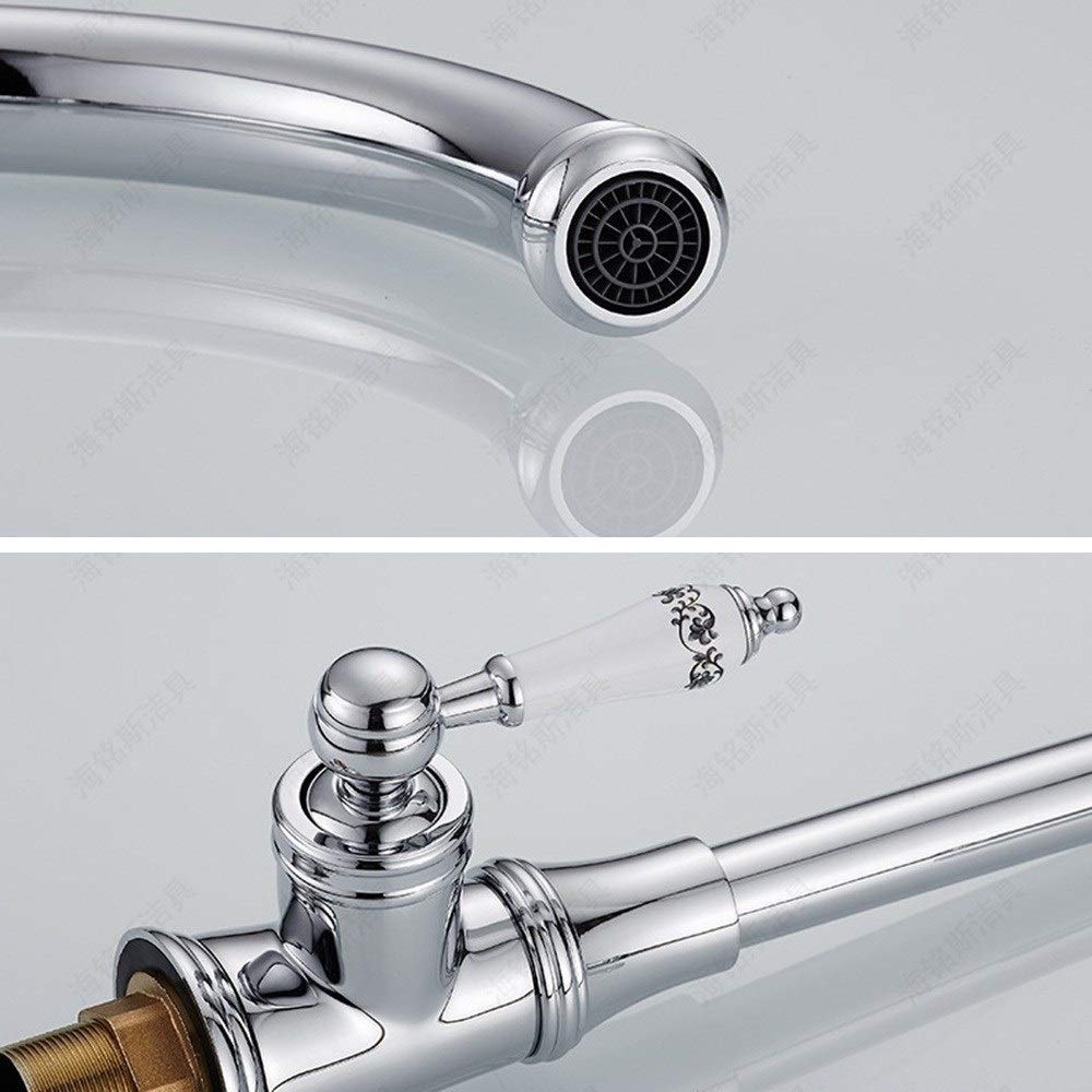 Mixer Tap Srebrny Piękny kran kuchenny Podwójny sposób na ciepłą i zimną wodę Kran z litego mosiądzu Bateria łazienkowa z ceramicznym uchwytem Nowoczesna bateria umywalkowa do domu Obrotowy