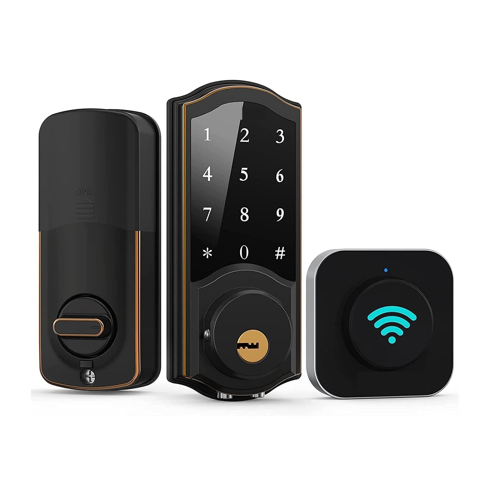 Gqnblvhzupdm Nero Front Door Lock Electronic Smart Door Lock With Gateway Remote Control Password Keyless App Unlock Locks For Home(Nero)