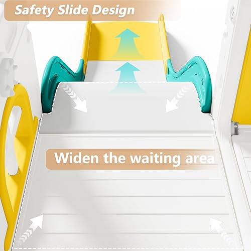 Miniatura 6 de Sistema de juego para patio de recreo, tobogán 10 en 1 para niños pequeños, para interiores de 1 a 3 años con columpio, aro de baloncesto y