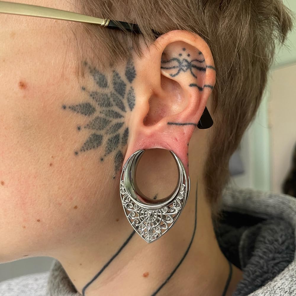 Vankula Dilatatori Lobo Sella tunnel dilatatore orecchie in Acciaio inossidabile Vacuo lobi piercing espansori Gioielli Uomo Donna 8mm a 25mm
