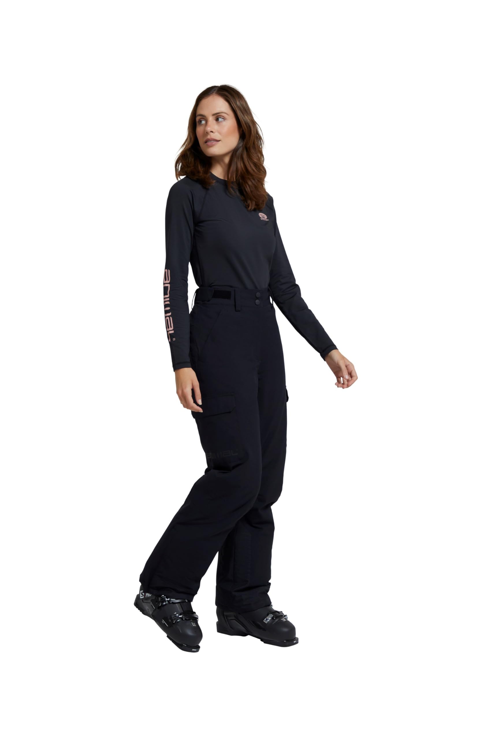 Animal Women's Jet Black Glaze Snow Pants - Waterproof Adjustable Waist & Breathable - For Autumn Winter, Skiing & Outdoors Size 20