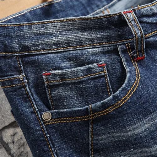 Men's Vintage Ripped Slim Jeans Slim Fit High Street Stretch Straight Leg Denim Pants4