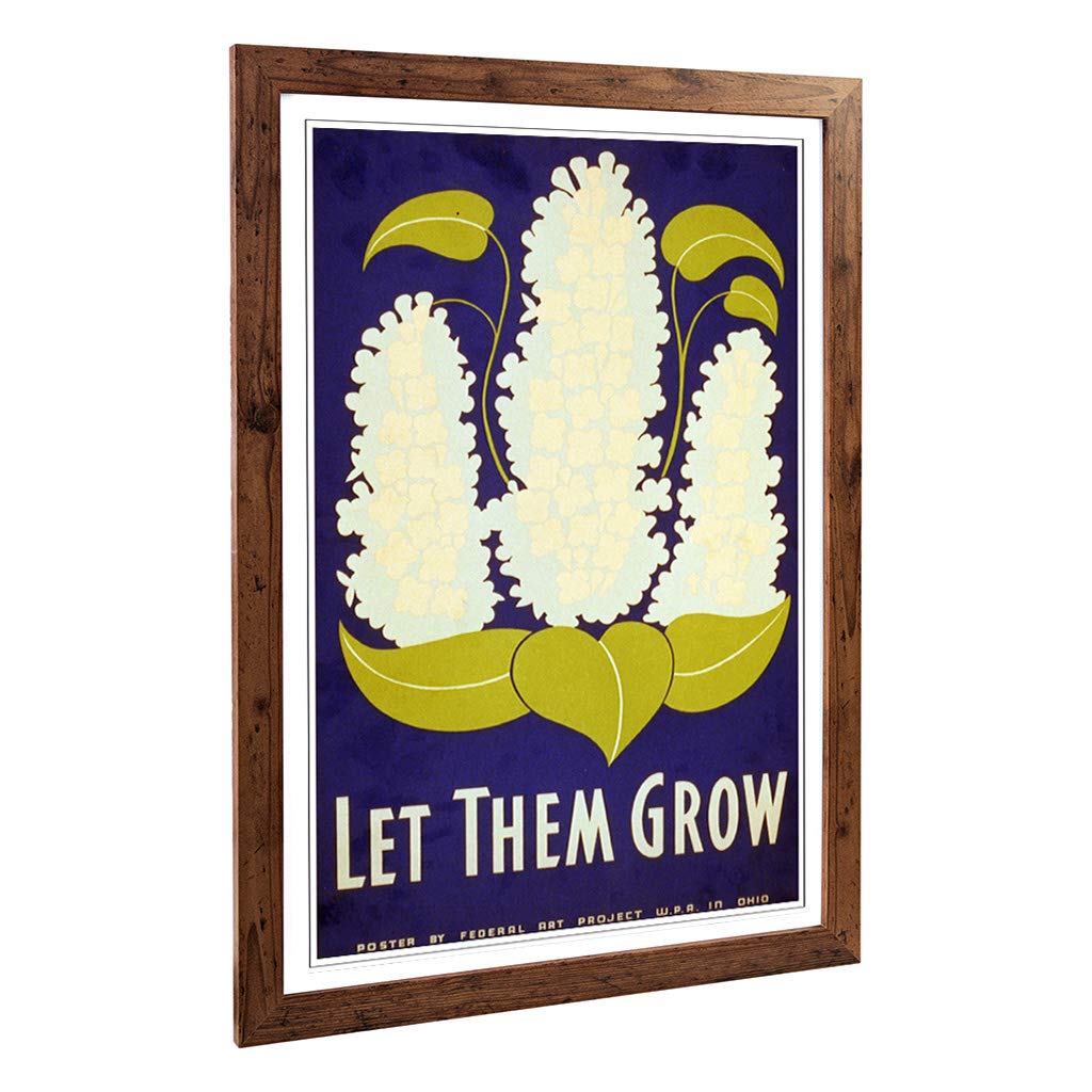 Big Box Art Framed Print of Vintage WPA Poster Let Them Grow Design | Wall Art Picture | Home Decor for Kitchen, Living Room, Bedroom, Hallway, Walnut, A2 / 24.5x18 Inch / 62x45cm