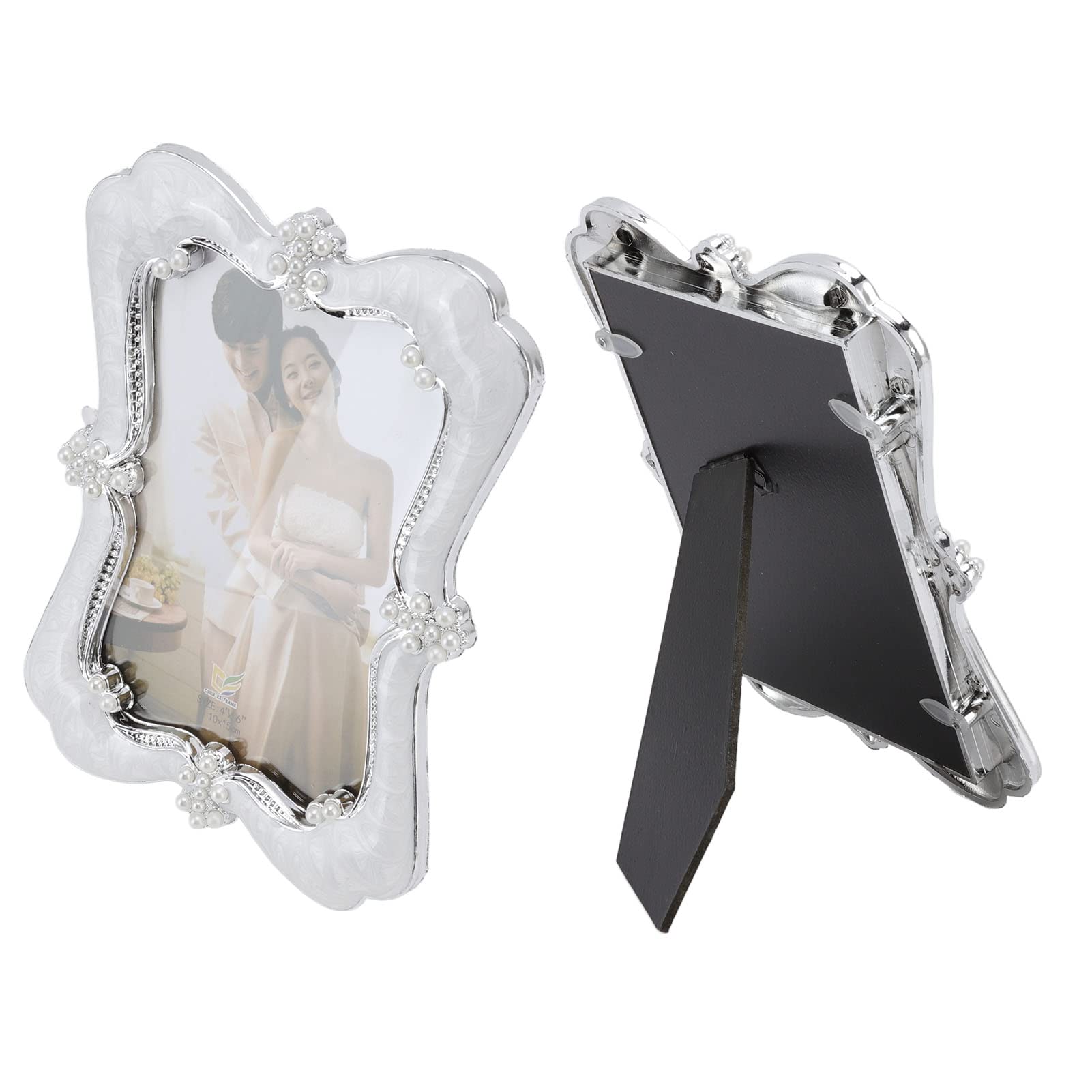 Gsycle 2PCS Picture Frame, 10x15cm Photo Frame Modern Simple Tabletop Display Wedding Photo Frame with Stand for Family Home Decor(B)