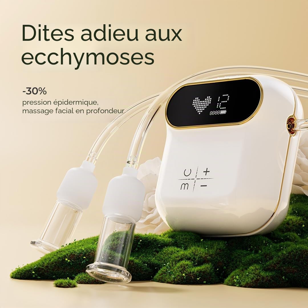 Lot de 6 ventouses électriques en verre 3 en 1 Gua Sha - Outils de massage pour les yeux et le cou - 3 tailles - Ventouse sous vide pour réduire la cellulite et les gonflements