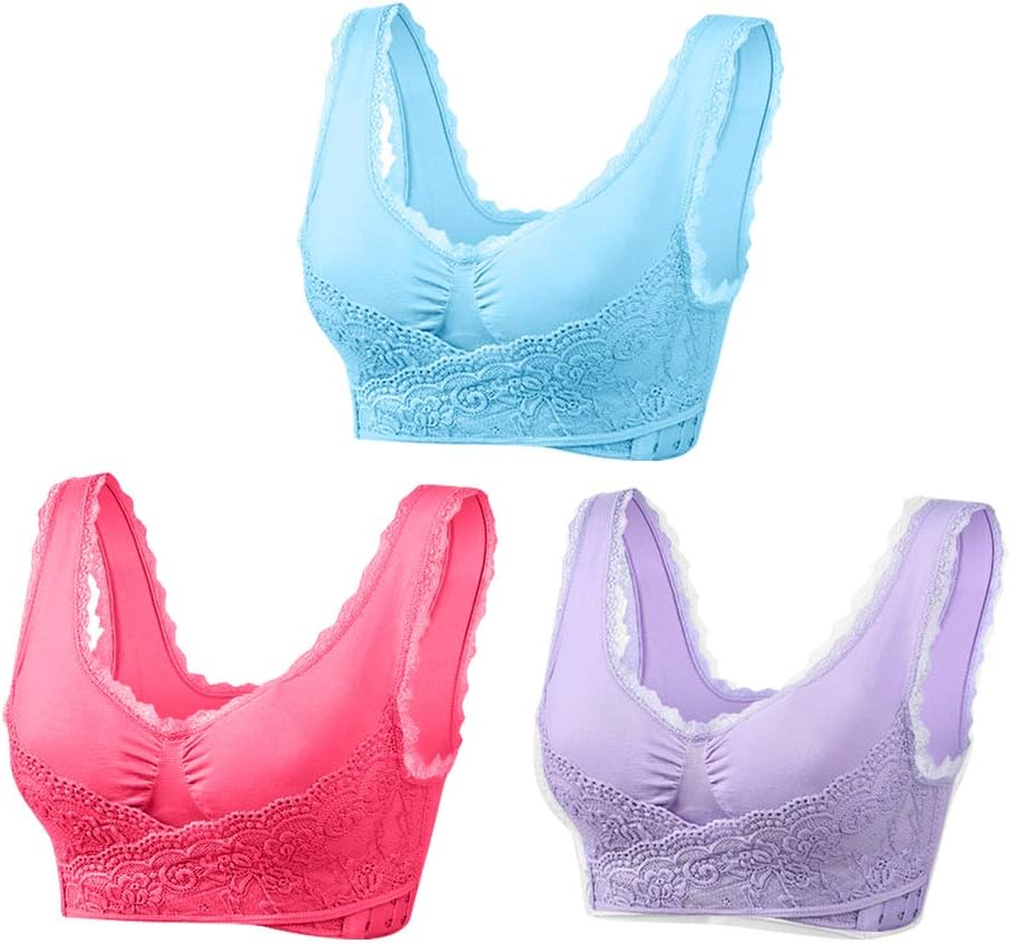Women's Sport Bra Front Cross Seamless Lace Wrap Side Buckle Lounge Yoga Bra