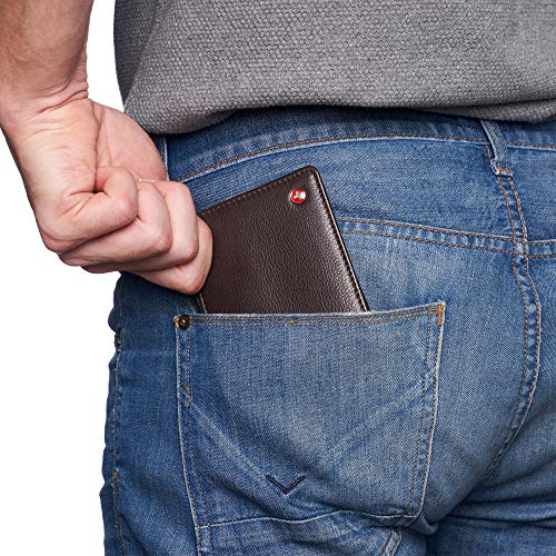 Image of Alpine Swiss Connor Executive Bifold Wallet | Business Passcase for Men | Premium Leather | Dual ID Windows | RFID Blocking | Gift Box Included Soft Nappa Brown
