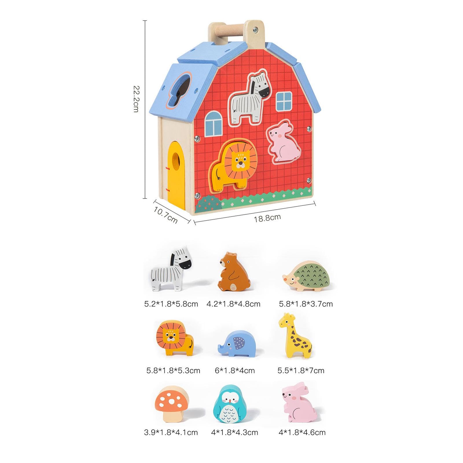 Casa de Bloques Interactivos de Madera para Clasificar Formas, Cumpleaños para Niños de Preescolar.