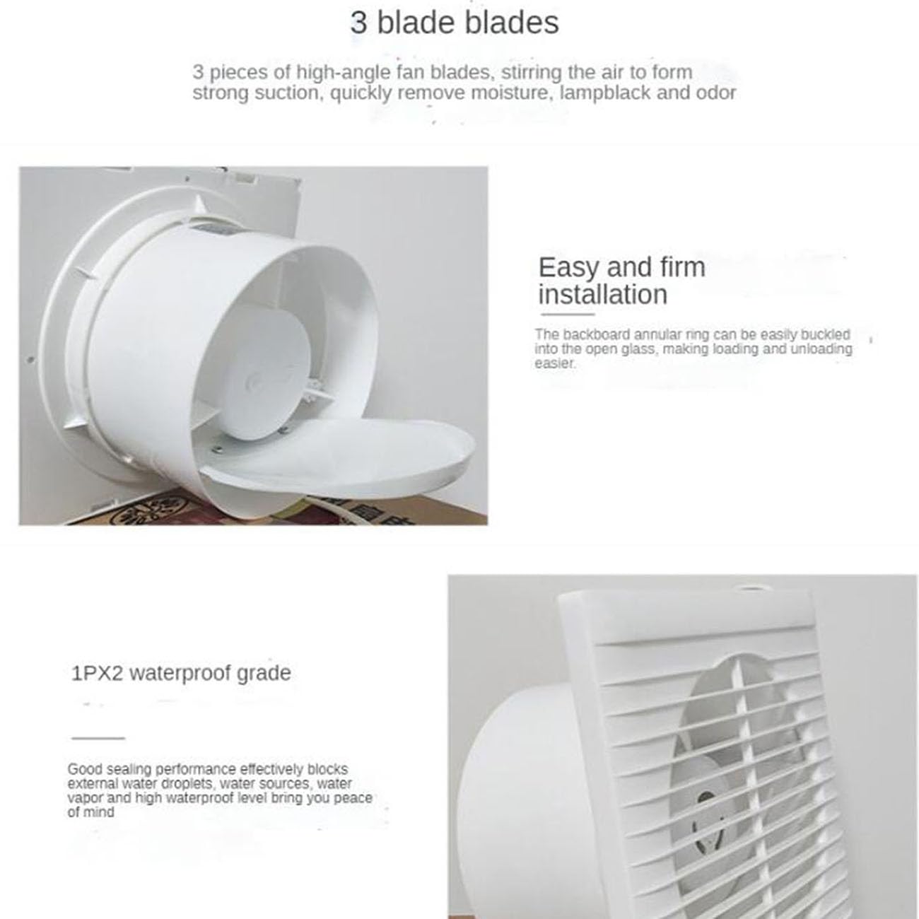 ICEMOB Ventilador Extractor De Aire con Válvula De Retención,Extractor Cocina,Extractor Baño Silencioso,Ventiladores para Pared para Inodoro,Oficinaalmacenes,Resistente Al Agua IPX2,4 Inches