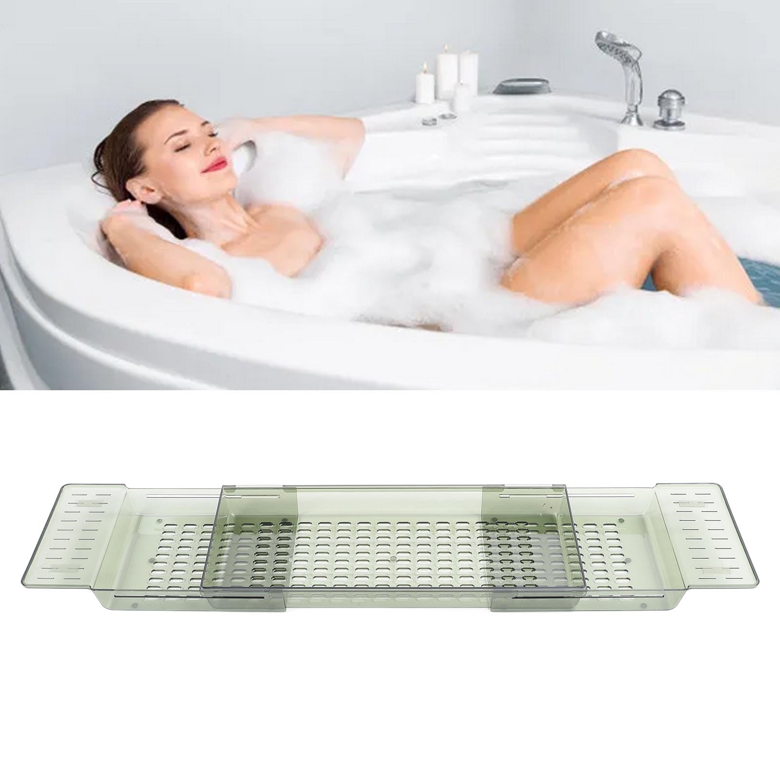 Plateau De Baignoire Extensible Et Stable - Noir, Plastique, Avec évacuation D'eau Plateau De Baignoire Extensible Et Stable - Noir, Plastique, Avec évacuation D'eau