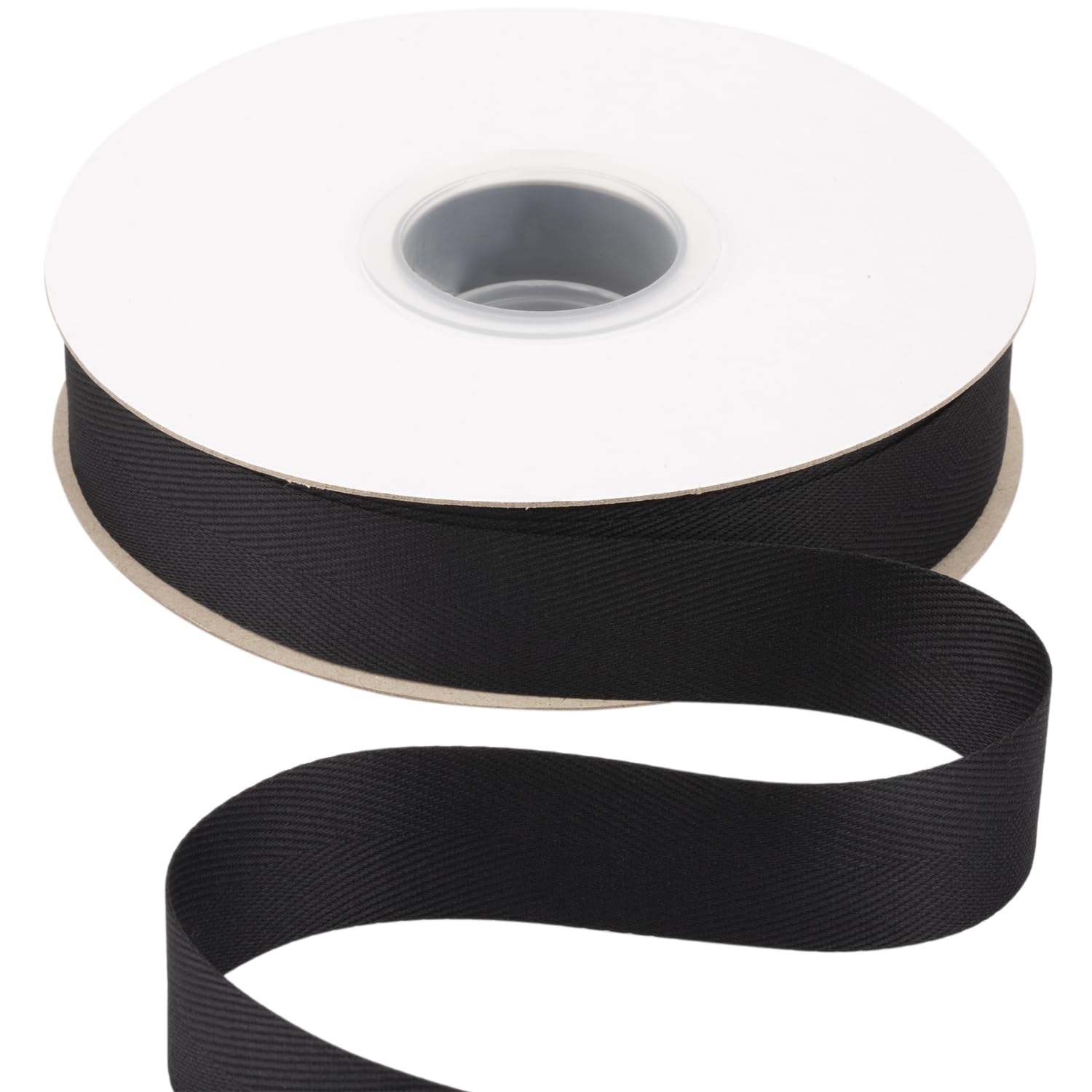 Ribbonitlux Tape Twill Ribbon 25mm x 22.5 Meters, Soft Black Herringbone Bias Tape for DIY Craft Sewing, Gift Wrapping, and Home Decor