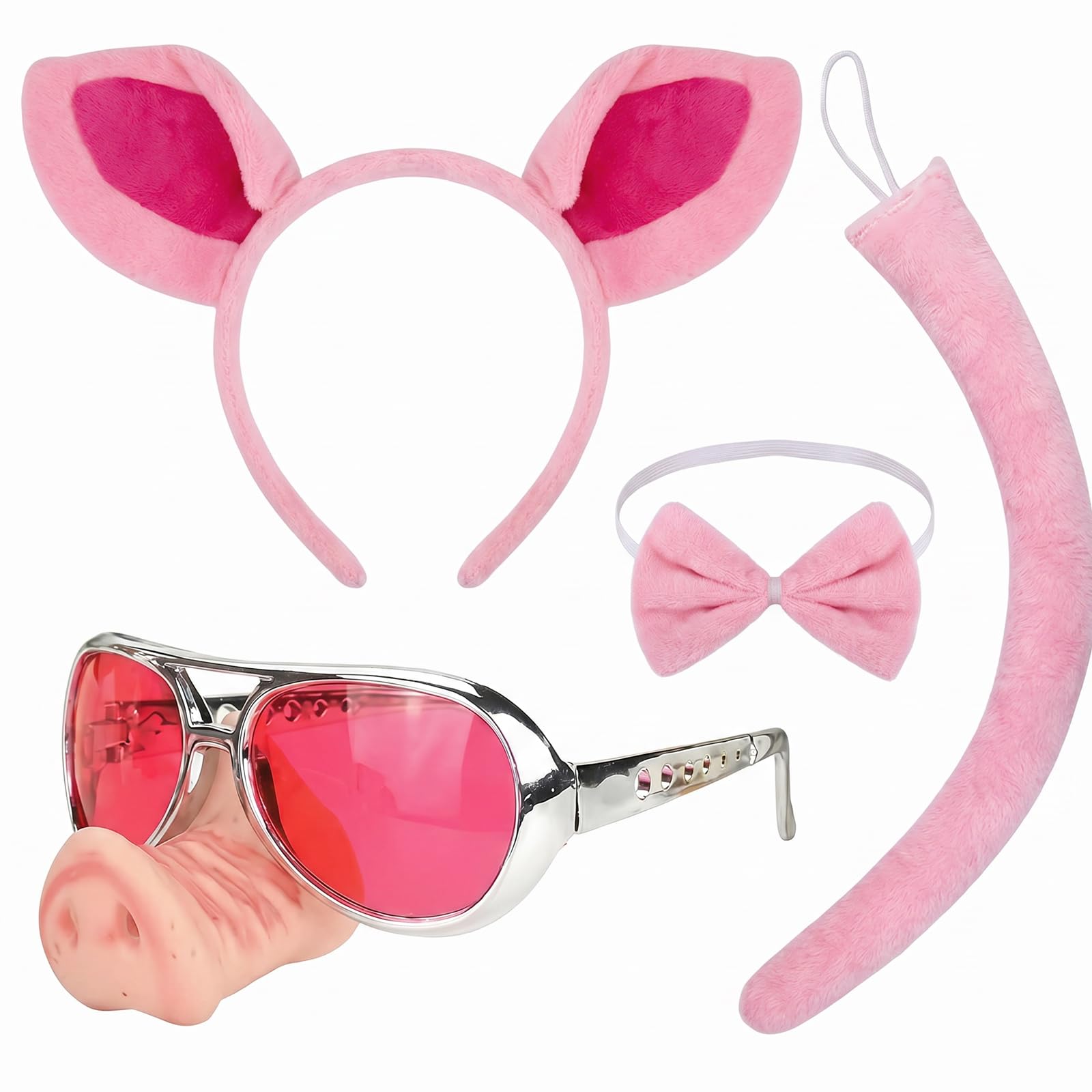 ZPSCXQ 4-piece set Funny Sunglasses with Pig Nose Design, funny glasses for adults, Costume Accessories for Halloween Events and Social Gatherings, Cosplay Events, Family Dress-Up ﻿