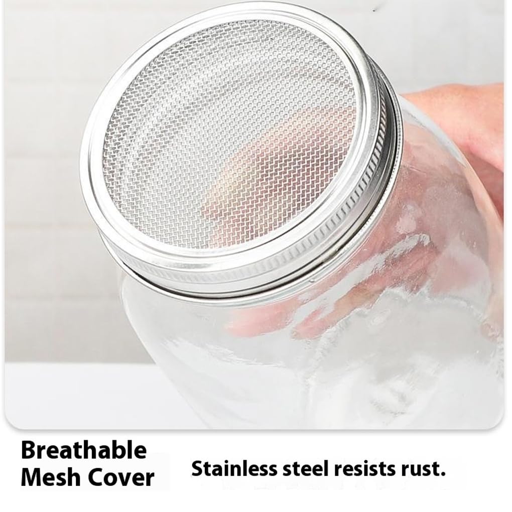 2 Supports pour bocaux en Verre de 1 000 ML, Outil de Germination, Filtre en Acier Inoxydable Blanc pour la Croissance des Plantes, accès pour aux
