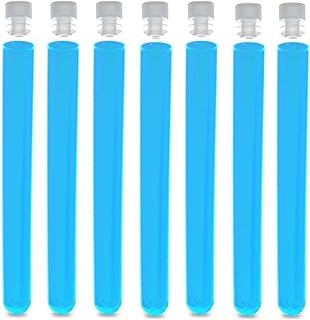 16x150mm Test Tubes and Caps, Polystyrene, Round BTM, 20ml Vol, Neon Blue, Karter Scientific 400D2 (Pack of 100)