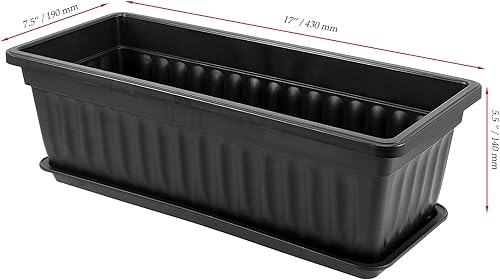 Miniatura 2 de JOIKIT Maceta de plástico negro de 17 pulgadas, 6 paquetes, buen drenaje, uso en interiores y exteriores, para jardín, ventana, patio, balcón