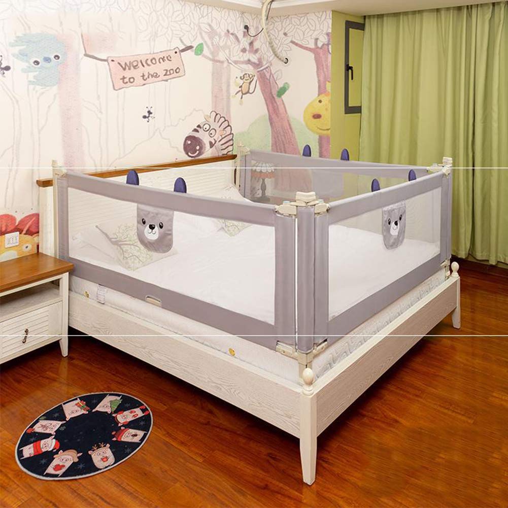 Sponde per Letto, sponda di Sicurezza per Letto, Protegge, Sollevamento Verticale con Doppia Chiusura, Realizzata in Rete, Design con Contenitore, Materasso Matrimoniale Queen e King Size, 7