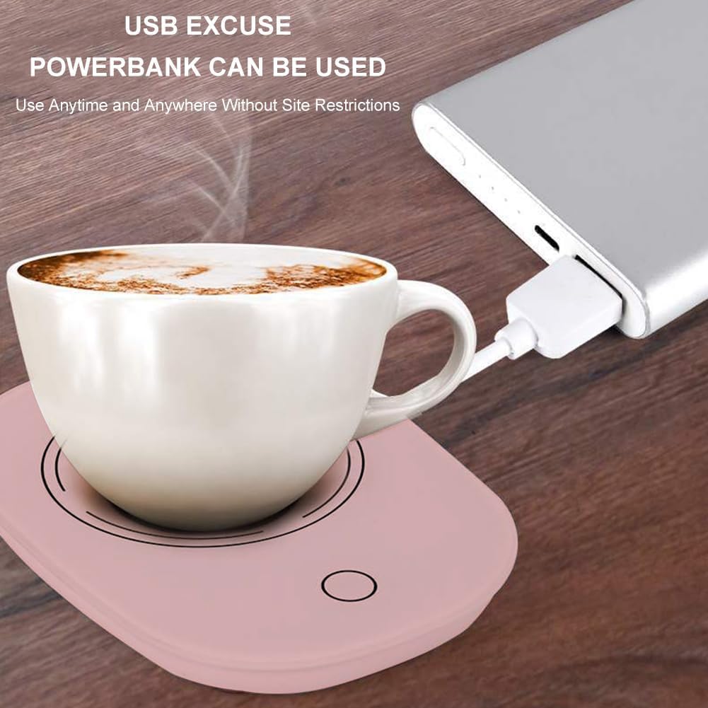 Scalda Bevande, Tazze Da Caffè, Scalda Tazza USB, Coffee Warmer, Scaldatazze da Caffè, Riscaldatore Caffè Intelligente, Scaldabagno Tazza USB Ufficio/Casa, Tazza Termica Caffè/Tè, Rosa