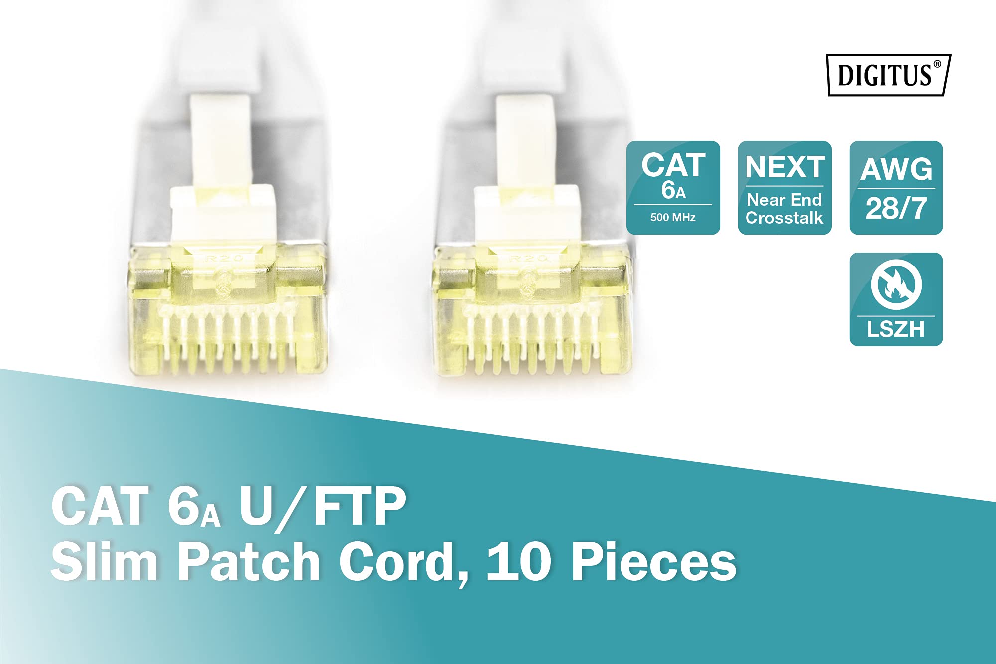 Patch cord CCS Cat.6A RJ45-RJ45 LSZH schermata S/FTP T568B – colore bianco – 1 mt