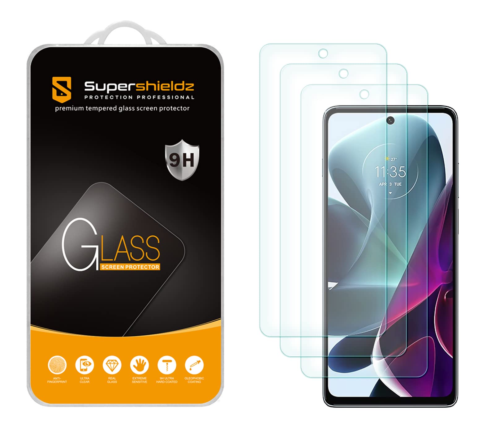 Supershieldz (3 Pack) Designed for Motorola Moto G200 5G Tempered Glass Screen Protector, Anti Scratch, Bubble Free
