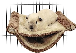 Oncpcare Fleece Rat Hammock Warm Guinea Pig Sleep Bed Chinchilla Cage Play Platform with Warm Fleece for Hamster Mice, Coffee