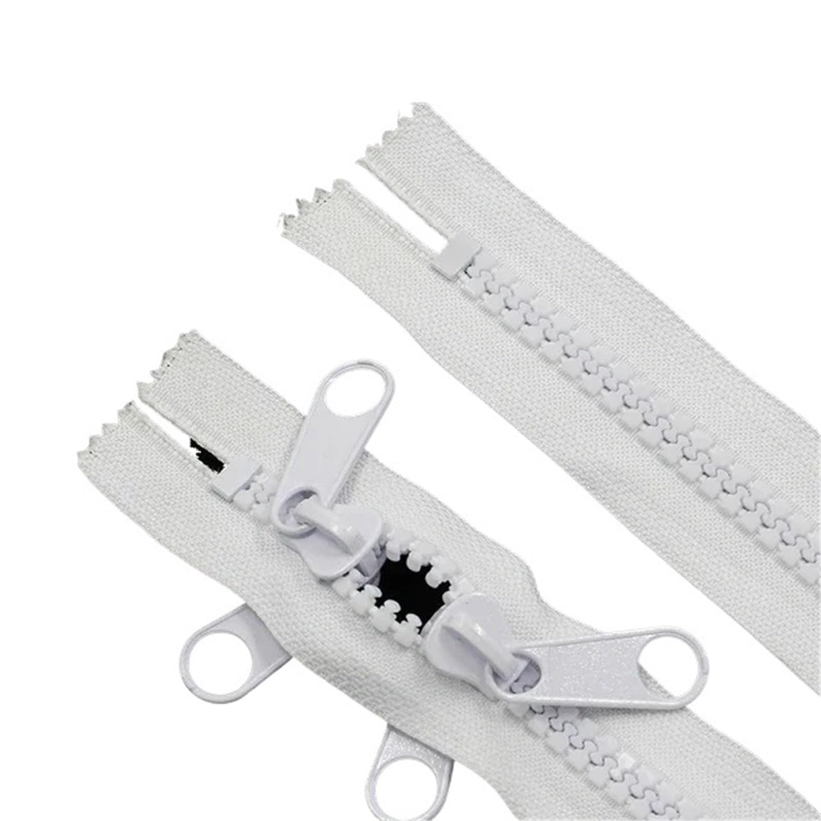 Zippers Replacement, Resin Open-Ended Double Zipper Sliders Multicolor 100-600cm 10 Gauge NO10(White,100CM(1METER)-NO10)