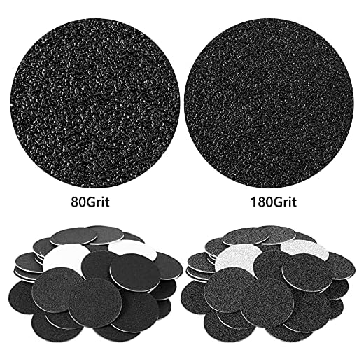 120 Pcs Replaceable Sandpaper Discs Tip 2 Toe Refill Disks Replacement Sandpaper Pad Discs Foot File Disc Callus Disks for Electric Foot File Dead Hard Skin Callus Remover (80 Grit 180 Grit)
