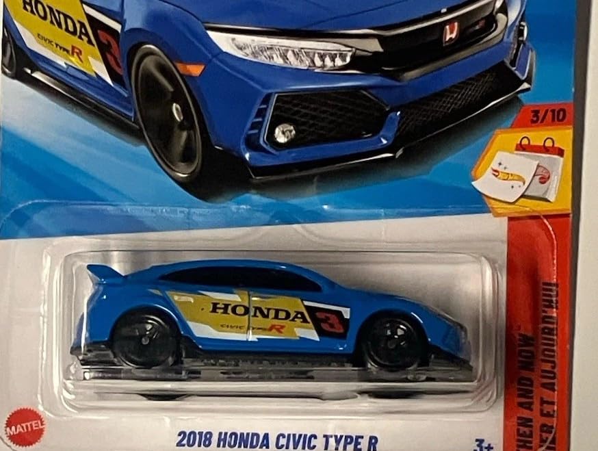 Image of Hot Wheels 2025 2018 Honda Civic Type R Then and Now Ages 3 and Up 123 /250 (Blue)