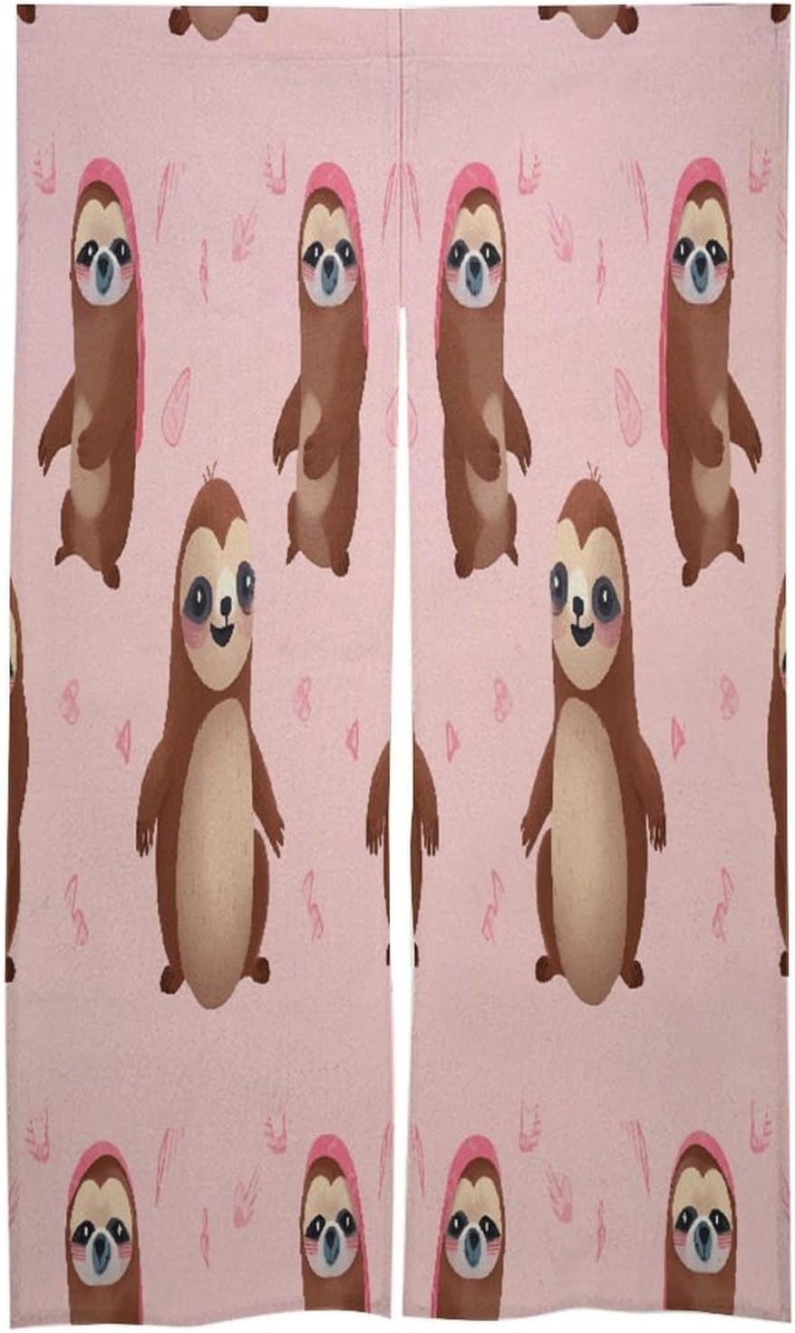 Sloth-Pink Door Curtain Printed Doorway Noren Japanese Style Doorway Room Divider Curtains for Privacy Partition Divider Kitchen Home Decorations Wall Hanging