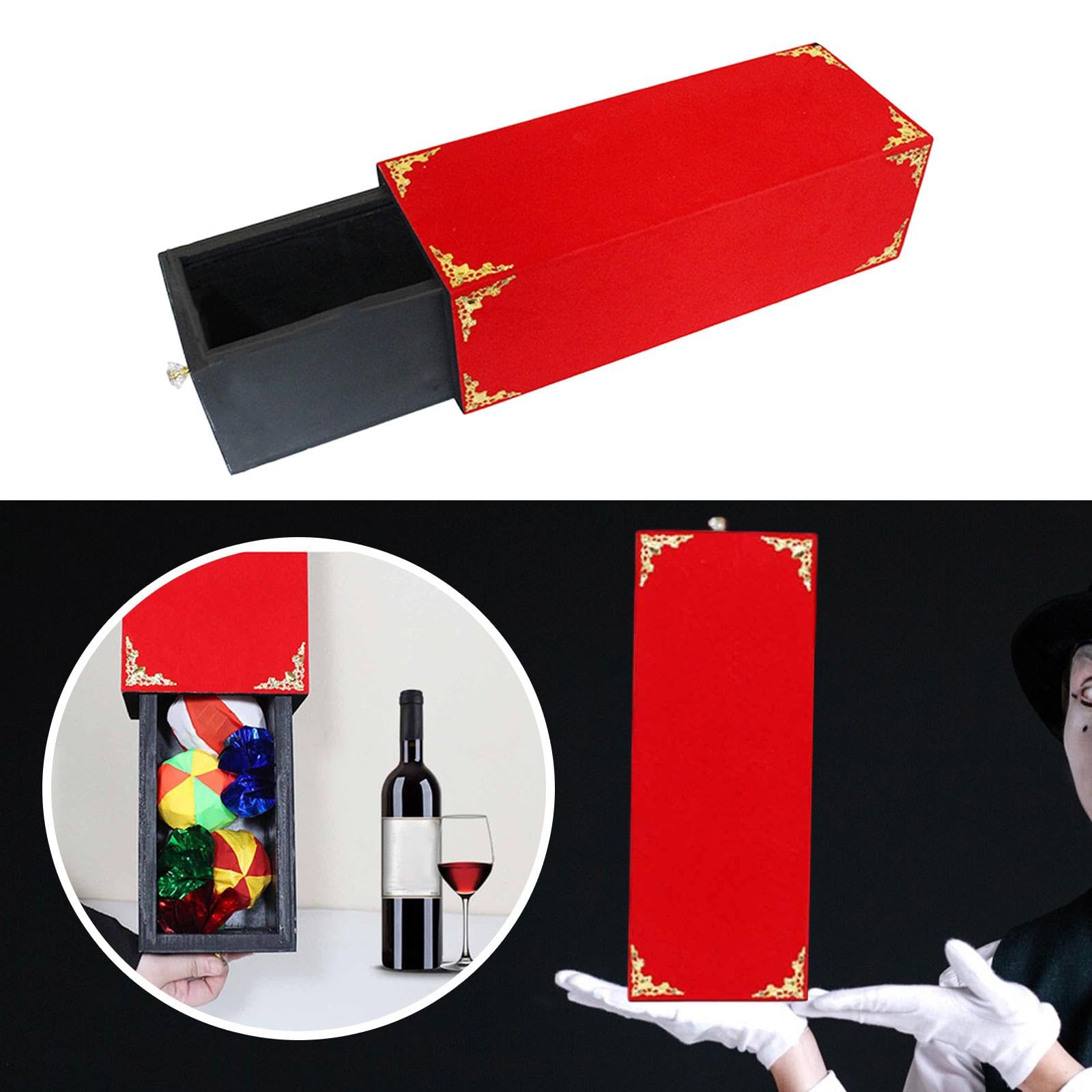 Zauberkasten Schubladenbox Holzkasten Zaubertrick Magier Aufklappbox Aus Edlem Holz für Spannende Illusionen für Geburtstage Feste Geschenke, Rot, 37 X 14 X 12 cm