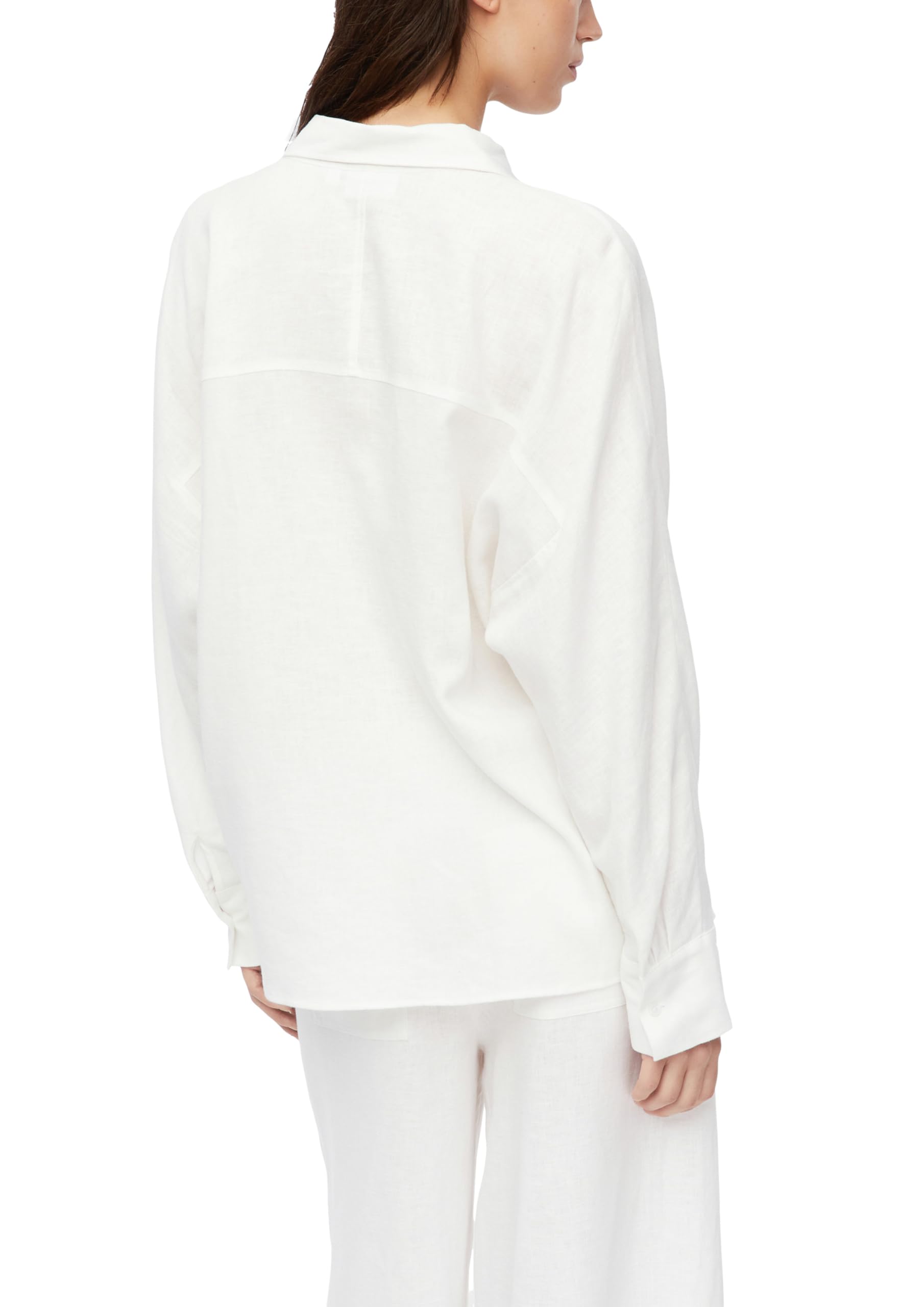 Comma Damen Bluse aus Leinenmix – Relaxed Fit, Fledermausärmel, durchgeknöpft