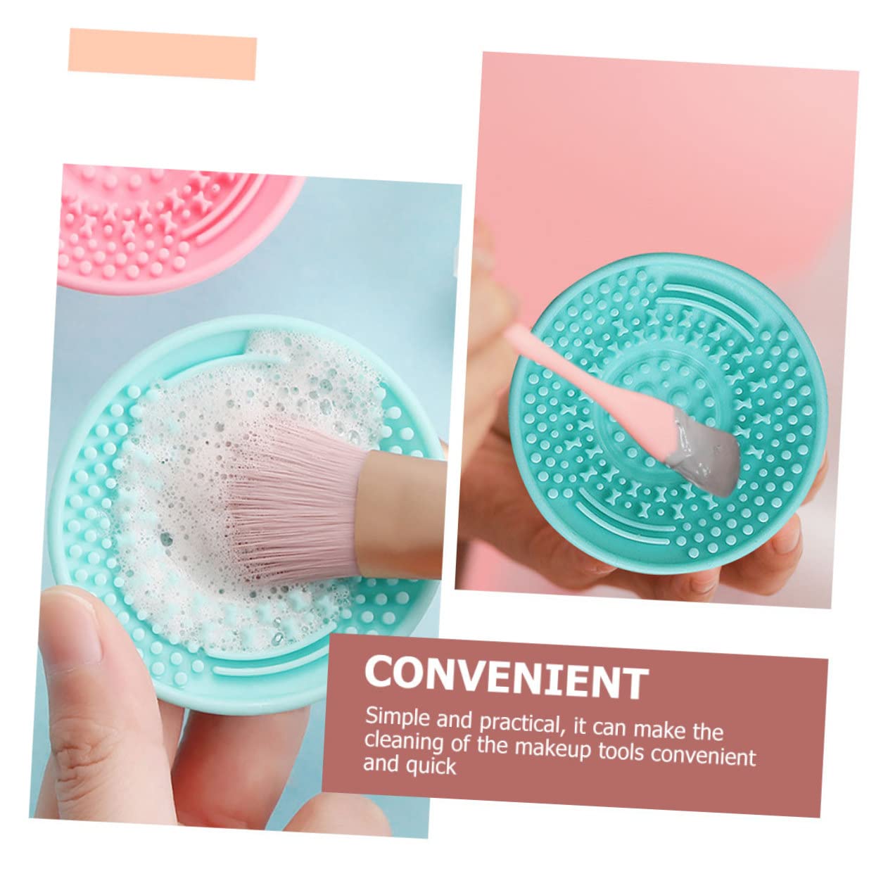 MAGICLULU 4 Set Di Pennelli Per Il Trucco Ergonomici Pulisci Pennelli in Silicone Tappetino Per Pennelli Cosmetici Design Salvaspazio 6 Pezzi * 4