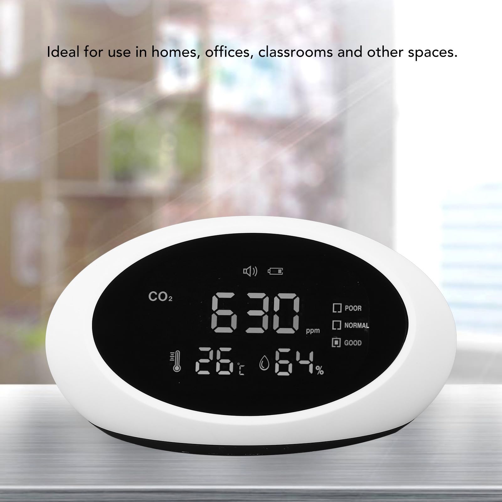 Detector de CO2, Medidor de CO2 con Pantalla LCD HD de Alta Precisión, Detector de Dióxido de Carbono Portátil Recargable